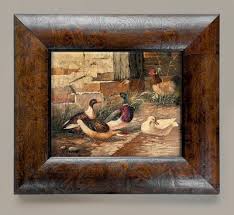 Original 19th c Antique OIL PAINTING Mallard Duck Chicken ...