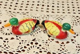 Vintage Mallard Ducks Red Green Plastic Salt and Pepper ...