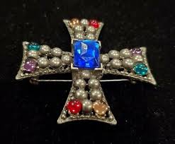 Pewter Tone Maltese or Pattee Cross Cabochon and Rectangle ...