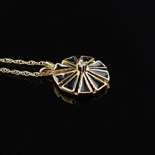 14K Gold Black Enamel Diamond Geometric Pendant Necklace – Boylerpf