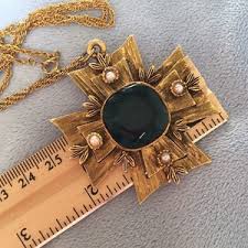 Vintage Roaring Tiger Pendant Necklace Blue Maltese Cross Silver Unsigned Unique - Etsy