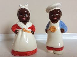 Antique Set of a Black Man and Woman Salt and Pepper Shaker ...
