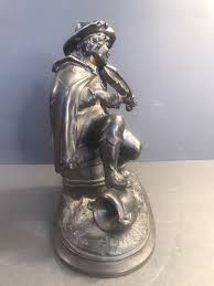 Antique white metal statue/figurine/spelter/Boy/Violin ...