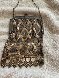 Antique Whiting & Davis Elsah Enamel Metal Mesh Purse Bag Beautiful | eBay