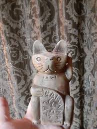 Folk Art Vintage Primitive Wood Carving Lucky Cat Bahamas Maneki Neko Sculpture | eBay