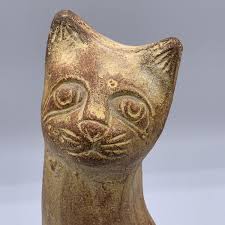 Heavy Pottery Terra Cotta Cat Kitty Figure 10 1/2” | eBay