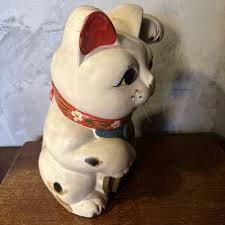 Antique Maneki Cat, White Good Luck, Lucky | eBay