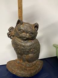 Vtg Cast Iron Cat Persian Kitty Doorstop Shabby Country Chic | eBay