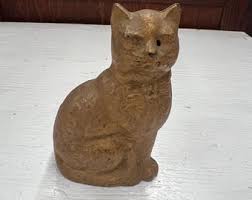 Vintage Cat Cast Iron Bank Original Cast Iron Color Not Painted 4” Tall Metal Heavy Cat Figurine - Etsy