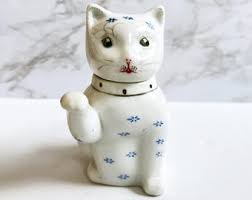 RARE Antique Japanse Oriental Pottery Cat, Floral Decoupage Cat, Japanse Maneki Neko Lucky Cat in Peony Decorated Handmade Handpainted - Etsy