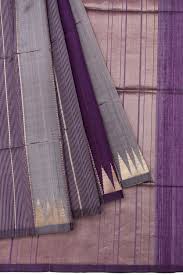 Purple Soft Silk Saree with Gold Temple Design