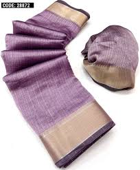 Purple color soft cotton saree with zari weaving work