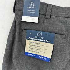 George Performance Dress Pants Mens 34x32 Gray Classic Flat Front Stretch NWT | eBay