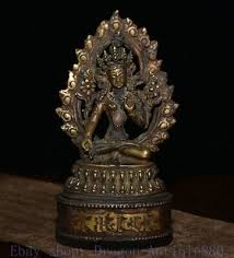 6" Old Tibet Bronze White Tara Spirit of Compassion Goddess ...