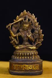 14.5 cm Tibet Buddhism Brass Bodhisattva Manjusri Statue ...