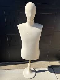 Lot #75 Vintage Male Mannequin Torso & Head - Superior Model Form New York - on Wood & Brass Base - Pink Salvage Gallery