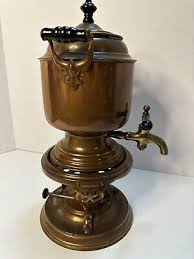 Antique MANNING & BOWMAN 1914 Copper Brass Samovar Tea Coffee Pot w Burner | eBay