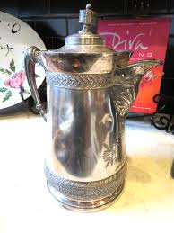 ANTIQUE Meriden SILVER PLATE TANKARD PITCHER Coffee Server ...