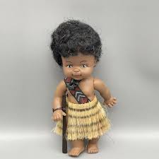 Vtg NZ Maori Tribal Plastic 8" Doll Grass Skirt Tiki Dakko ...
