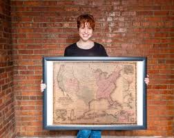 New Military Map of the US; Forts, Posts & Divisions by Johnson 1862 - Teak Wood Magnetic Hanger Frame Optional - Etsy