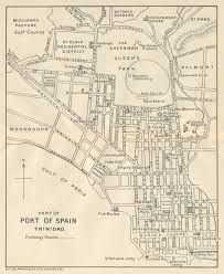PORT OF SPAIN. Vintage map. Trinidad. West Indies. Caribbean ...