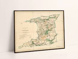 Old Map of Trinidad - Historical Map Print on Fine Coated ...