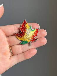 Vintage Canadian Mid-century Sterling Silver Enamel Autumn Maple Leaf Lapel Pin Brooch - Etsy Ireland