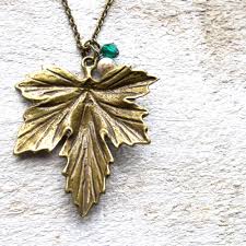 Maple Leaf Necklace, Brass Statement Pendant, Christmas Gift ...