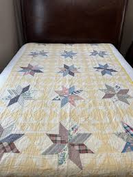 90”x50” Vintage from 1940's Eight Point Star Hand Stitched ...