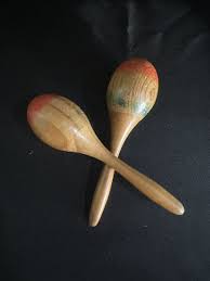 Maracas Percussion Wood Pair Painted Desert Scene Vintage | eBay