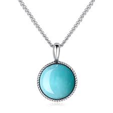 COAI-925-Silver-Curb-Chain-Amazonite-Round-Pendant-Necklace ...