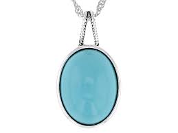 Sleeping Beauty Turquoise Sterling Silver Pendant With 18 ...