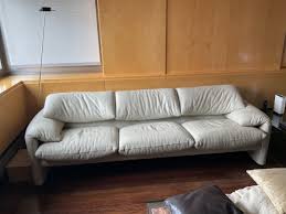 2 armchairs and 1 sofa MARALUNGA LEATHER, BEIGE, by ...