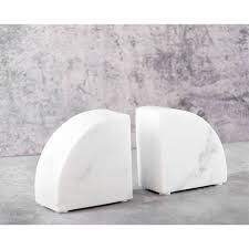 Set of 2 White Marble Bookends - Bed Bath & Beyond - 41008654