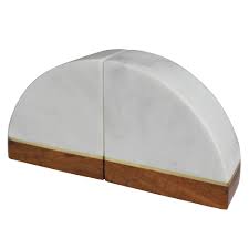 Everly Quinn Nova Marble Bookend With Wood Base | Wayfair