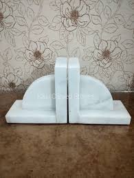 White Marble Bookends Pair: Elegant L-shaped Book Ends ...