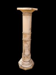 Sold at Auction: Veined White / Gray Marble Pedestal Plant Stand