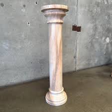 Vintage Blush Marble Column Pedestal #3 | Chairish