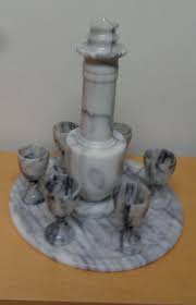 Vintage Marble Wine or Sake Goblet Glasses with Decanter ...