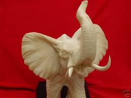 SIGNED A. Santini WhiteMarble Elephant sculpture figure | #35857597