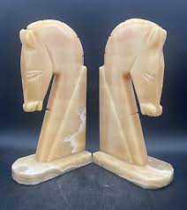 Vintage Large Carved Marble Stone Horse Head Bookends Mid-Century 10" | eBay