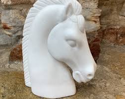 Horse Head Snow White Greek Marble, Hand Carved Greek ...