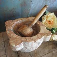 Natural Marble & Quartz Crystal Stone Mortar & Pestle Set ...