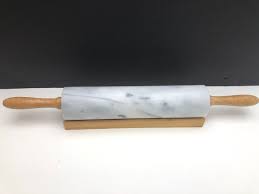 Vintage Marble White/gray Rolling Pin w/wood handles/Stand Non porous Non Stick | eBay