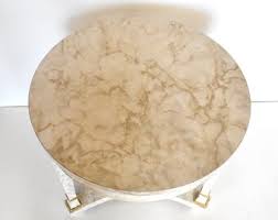 Vintage Neoclassical Round Faux Marble Side Table - Etsy