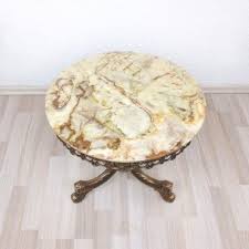 Gilt Metal and Marble Top Side Table, 1970s for sale at Pamono