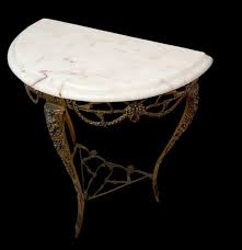 Antique Art Nouveau Half Moon White Marble Top Ornate Gilt ...