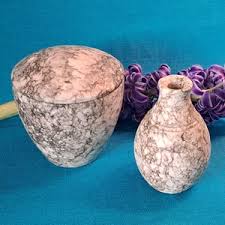 Vintage Marble Stone Carved Vase and Bowl With Lid Set of 2 - Etsy