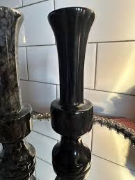 Mid Century Black and Charcoal Gray Marble Onyx Mini Candle ...