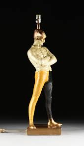 Lot - A MID-CENTURY MODERN PAINTED PLASTER HARLEQUIN LAMP, BY THE MARBRO CO.,1950s,